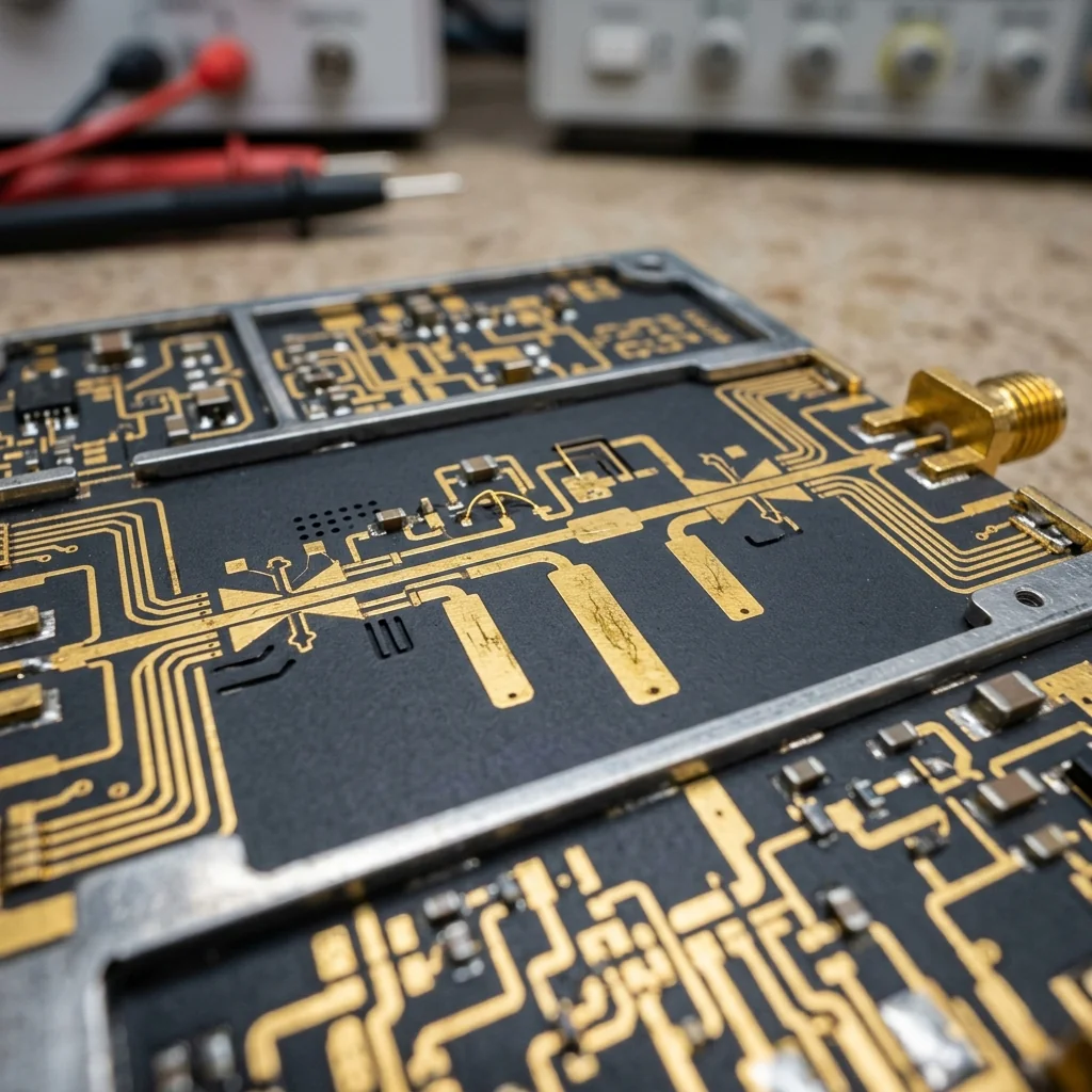 Ka-band microstrip matching network on ceramic substrate