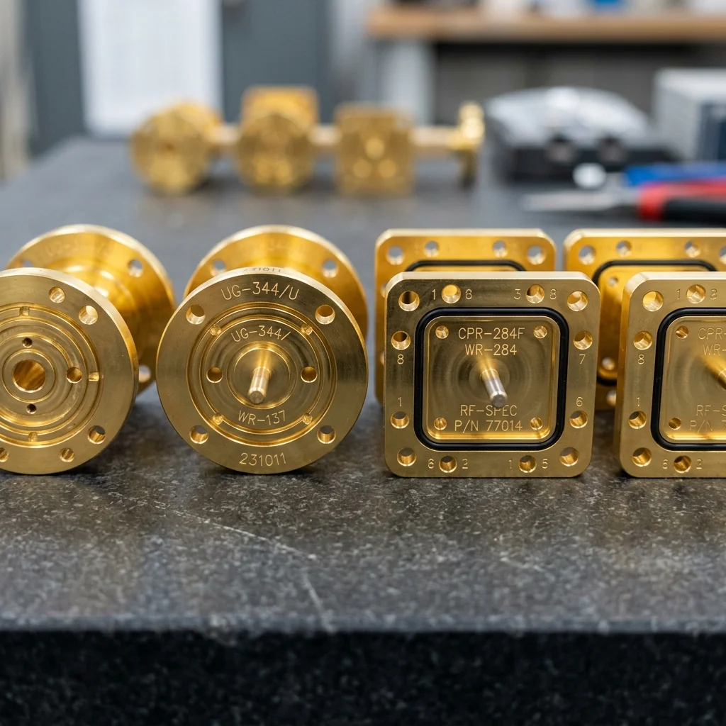 Precision waveguide flanges with alignment pins