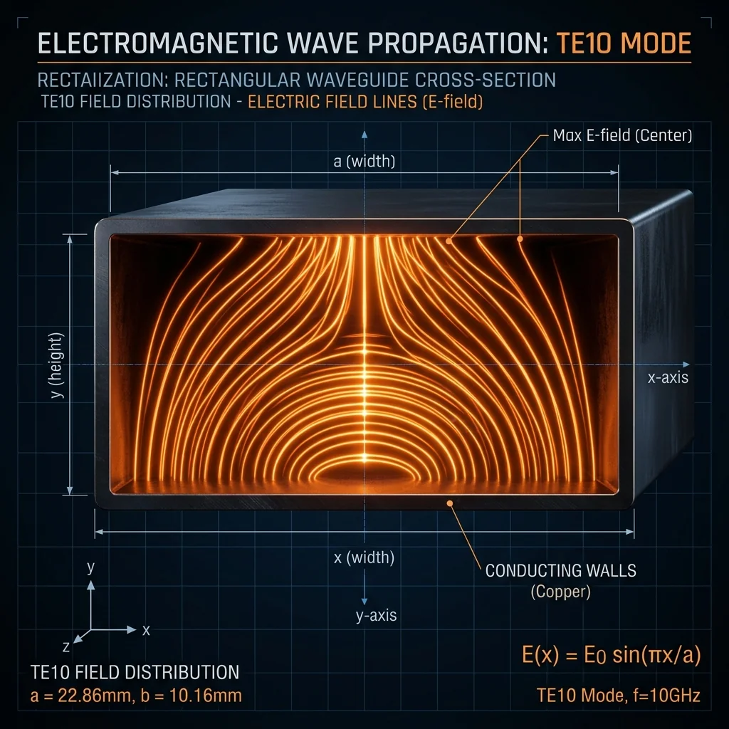 TE10 mode electromagnetic field visualization
